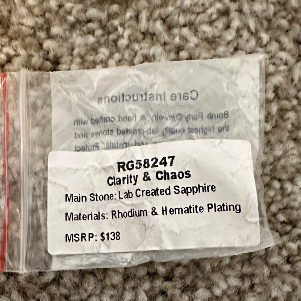 Blue Beaded Ring With Square Gem - image 2